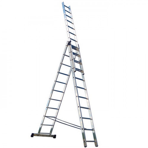 Лестница алюминиевая 3-х секционная 14 ступеней РемоКолор 63-3-014