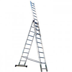 Лестница алюминиевая 3-х секционная 14 ступеней РемоКолор 63-3-014