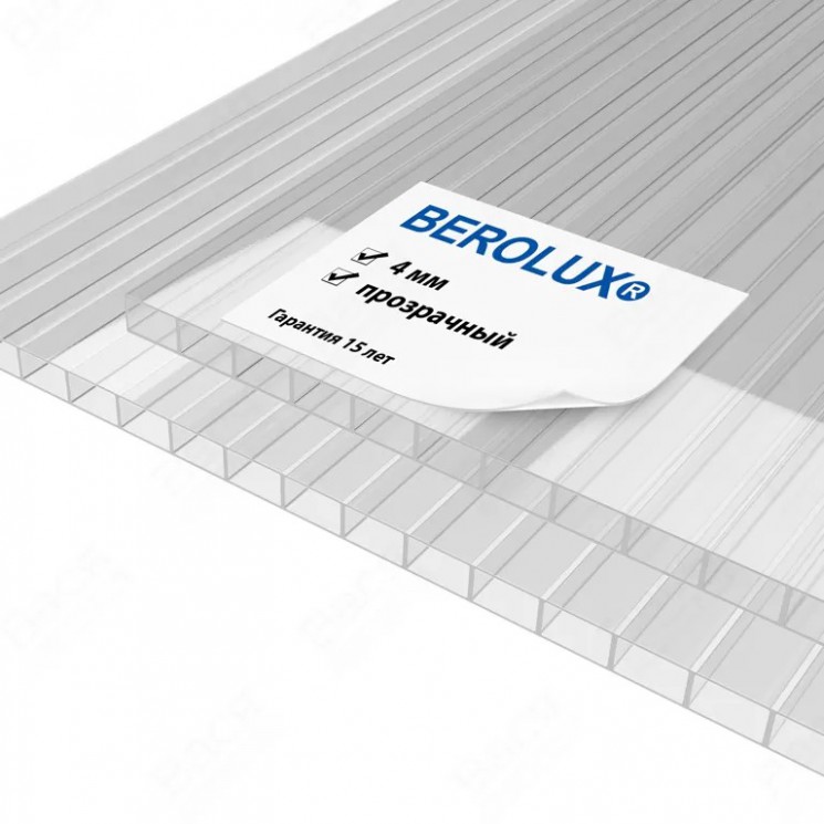 Поликарбонат 2100х6000х4мм (прозрачный) Berolux 0,7кг/м2