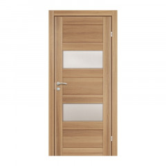 Дверь из экошпона с притвором со стеклом М8 720х2000мм Аризона 2 дуб золотистый Олови