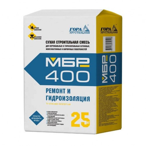Ремонтная смесь для бетона МБР400, 25кг Гора Хрустальная