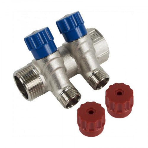 Коллектор регулируемый с наружной резьбой 3/4" с 2 выходами 1/2" Valtec VTc.560.N.0502