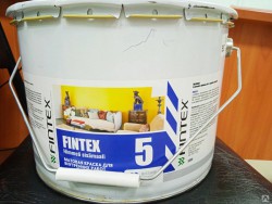 Краска Fintex 5, для стен и потолков, моющаяся, матовая, База С, 9л
