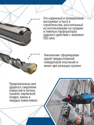 Бур SDS plus 12х260, Vertextools 999-12-260