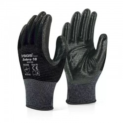 Перчатки с нитриловым покрытием ладони черные SGS Zebra-10