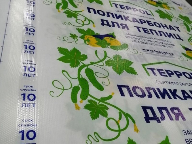 Сотовый поликарбонат 4мм Прозрачный 2,1х6м пленка с 1 стороны Teppol 0,47 кг/м2