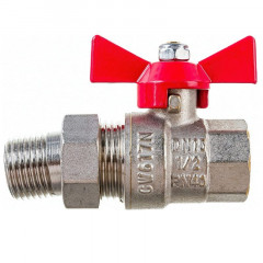 Кран шаровой 1/2 дюйма, бабочка, американка, внутренняя/наружная резьба Valtec VT.227.N.04