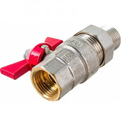 Кран шаровой 1/2 дюйма, бабочка, американка, внутренняя/наружная резьба Valtec VT.227.N.04