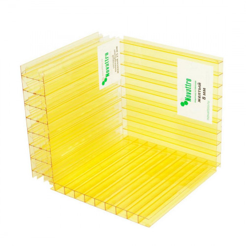 Сотовый поликарбонат 6мм Желтый 2,1х6м Новаттро 1,2кг/м2