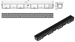 Лоток водоотводный с пластиковой решеткой S`park DN70 1000x90x90 мм, A15 088081-М Standartpark