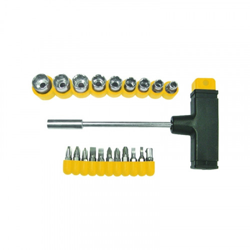 Отвертка с Т-образной рукояткой с набором бит и головок Бибер 85553