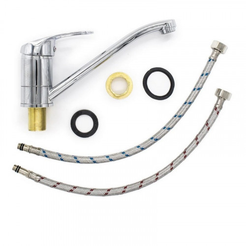 Смеситель для кухни одноручный, гайка, гусак 25см РемоКолор 67-0-741