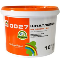 Шпаклевка готовая на ПВА основе 0027 белая Радуга 16кг