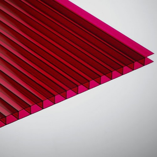 Сотовый поликарбонат 4мм Гранат 2,1х6м пленка с 1 стороны Unipol 0,47кг/м2