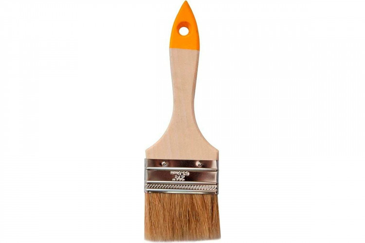 Кисть плоская 63мм, натуральная светлая щетина, деревянная ручка, Korvus Хобби 0101925