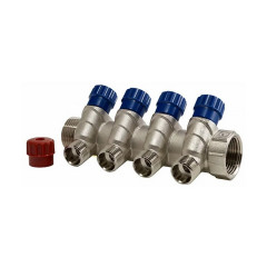 Коллектор регулируемый с наружной резьбой 1" с 4 выходами 1/2" Valtec VTc.560.N.0604
