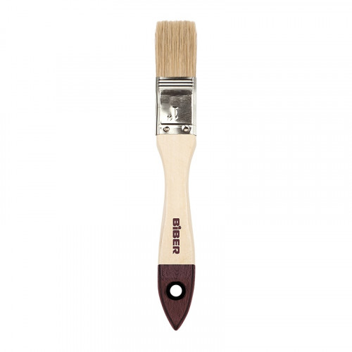 Кисть плоская 25мм, натуральная щетина, деревянная ручка, Стандарт Бибер 31122