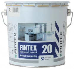 Краска Fintex 20, для стен и потолков, моющаяся, полуматовая, База А, 0,9л