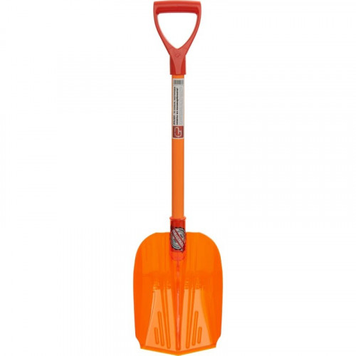Лопата снеговая из поликарбоната 340х225х60 оранжевая с черенком, Эталон GPLP003