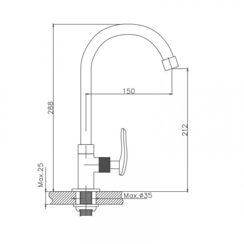 Смеситель для кухни одноручный высокий излив хром CRON CN4185