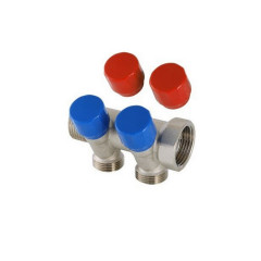 Коллектор регулируемый с наружной резьбой 1" с 2 выходами евроконуса 3/4" Valtec VTc.560.NE.060502