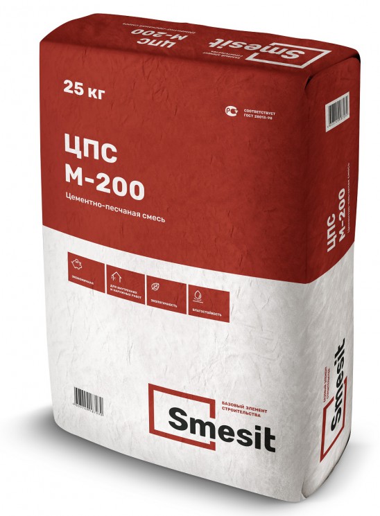 Цементно-песчаная смесь Smesit М-200 25кг