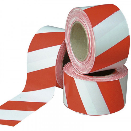 Лента сигнальная оградительная 50мм*130м бело-красная