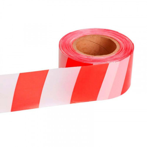 Лента сигнальная оградительная 50мм*130м бело-красная