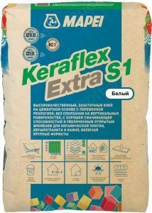 Клей для плитки Mapei KERAFLEX EXTRA S1 белый, 25кг