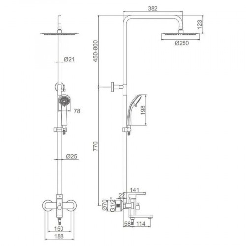 Душевая система Accoona A83205 со смесителем и тропическим душем