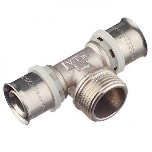 Тройник пресс 26х1"х26 наружная резьба Valtec VTm.233.N.260626
