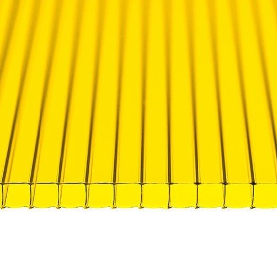 Поликарбонат 2100х6000х4мм (желтый) Мультигрин 0.47кг/м2