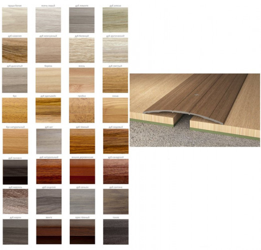 Стык широкий 60х900мм Дуб Сицилия алюминиевый Русский профиль