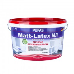 Краска латексная PUFAS Matt-Latex влагостойкая моющаяся матовая белая, База А, 10 л