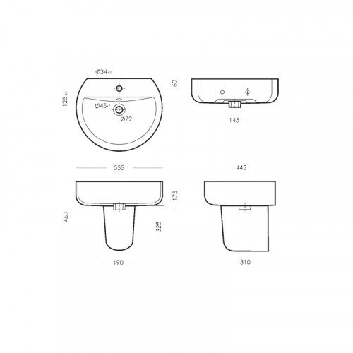 Умывальник Best 555х445х175мм, SANITA LUXE