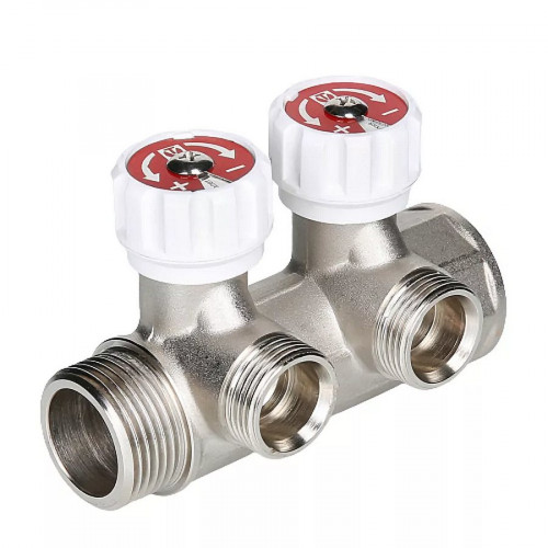 Коллектор регулируемый с наружной резьбой 3/4" с 2 выходами 1/2" Valtec VTc.570.N.0502