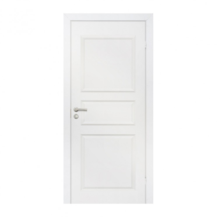 Дверь с притвором "Каспиан" М8х21 745х2050мм с замком, филенчатое крашенное белое Олови