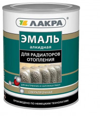 Эмаль для радиаторов алкидная полуматовая, белая 0,9кг Лакра