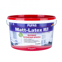 Краска латексная PUFAS Matt-Latex моющаяся морозостойкая матовая прозрачная, База D, 10 л