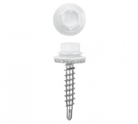 Саморез 4,8х29 кровельный сверло, RAL 9003, белый, 1 шт.