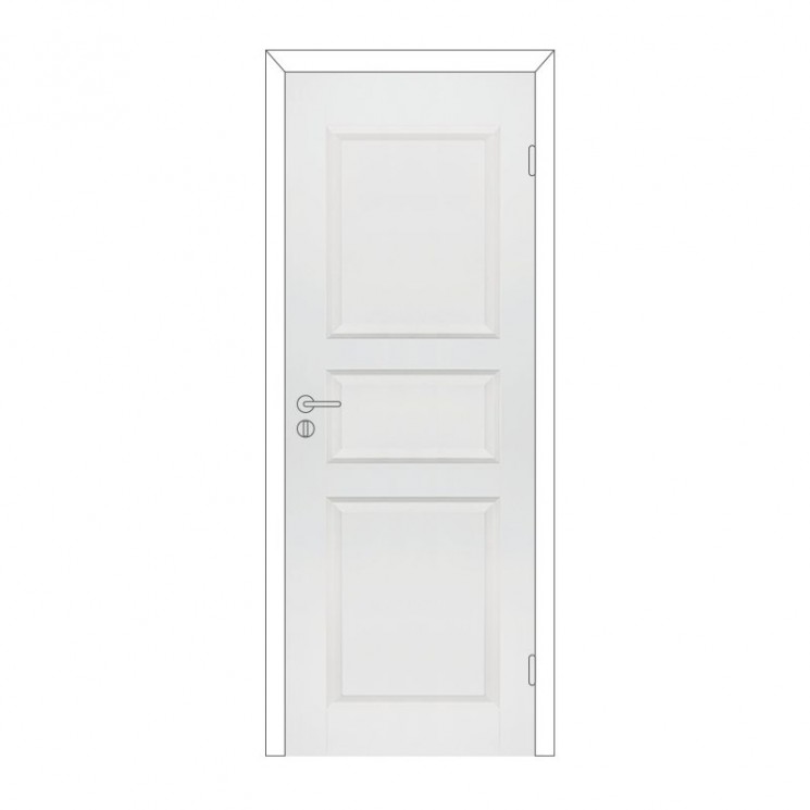 Дверь с притвором "Каспиан" М9х21 845х2050мм с замком, филенчатое крашенное белое Олови