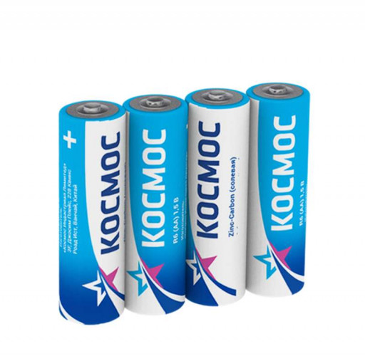 Батарейка АА пальчиковая R6S, КОСМОС, упаковка 4 шт.