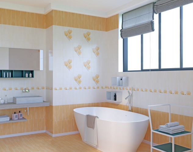 Плитка настенная 250х350х7мм Крема светло бежевая верх Люкс Axima, 18шт/1,58м2/уп