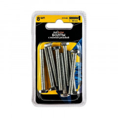 Болт шестигранный М6*50 оцинкованный DIN933 Bauhow, 8шт