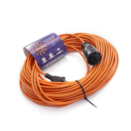 Удлинитель-шнур 1 розетка без заземления, 10А, ПВС 2х1мм2, 2300Вт, 30метров