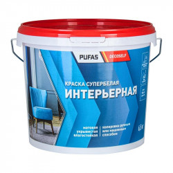 Краска интерьерная белая Pufas Decoself морозостойкая 4,14 л / 6,5 кг