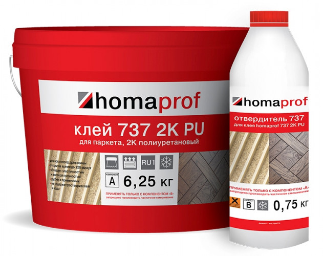 Клей Homaprof 737 2K PU для паркета, 7 кг