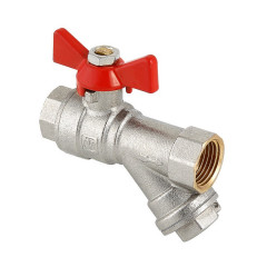 Кран шаровой 1/2 дюйма с фильтром, бабочка, внутренняя резьба Valtec VT.293.N.04
