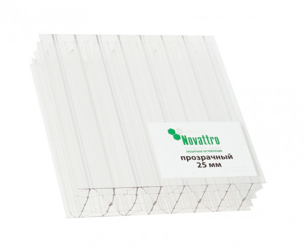 Сотовый поликарбонат 25мм Прозрачный 2,1х6м Новаттро 3,5кг/м2