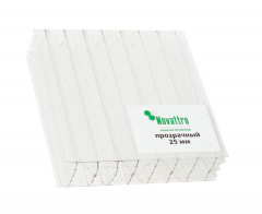 Сотовый поликарбонат 25мм Прозрачный 2,1х6м Новаттро 3,5кг/м2